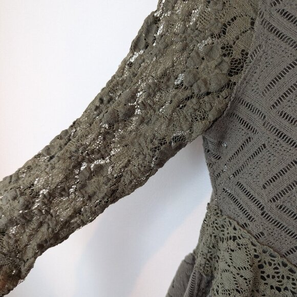 Free People Gracie Brushed Lace Top in Green, Sz S - Picture 4 of 6